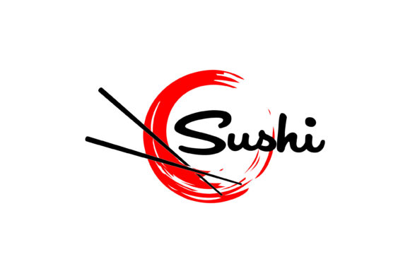 Chopstick Swoosh Bowl Japan Seafood Logo