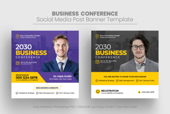 Conference Social Media Post Template for Professional Design
