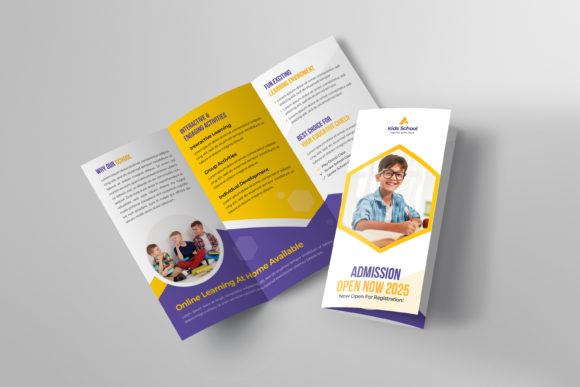 Eye-Catching School Education Trifold Brochure Template