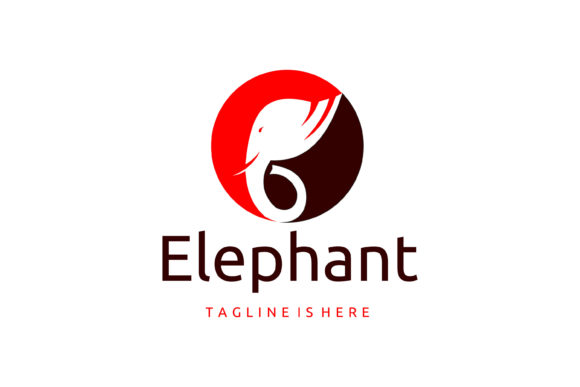 Silhouette of Elephant Isolated Circular Design